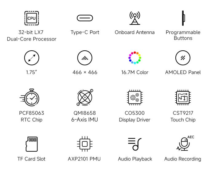ESP32-S3 utvecklingskort med 1.75