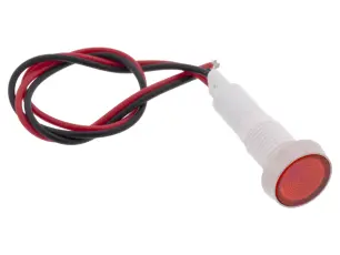 Panelindikator 12V AC/DC &oslash;10mm r&ouml;d med kabel @ electrokit