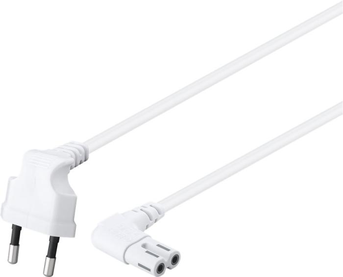 Nätsladd CEE7/16 vinklad till C7 vinklad 2.0m vit @ electrokit (4 av 4)