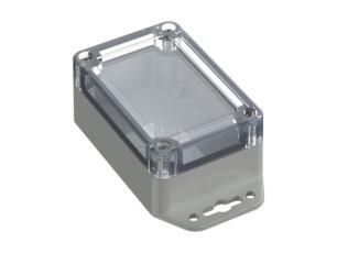 Enclosure 90x60x40mm IP65 with flange clear lid @ electrokit