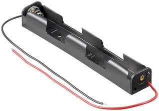 Batterihållare lång 2x AA kabelanslutning @ electrokit