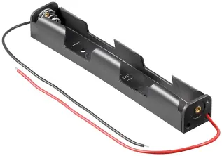 Batterihållare lång 2x AA kabelanslutning @ electrokit