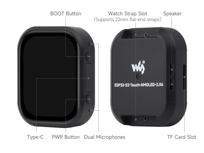 Utvecklingskort smartklocka ESP32-S3 2.06