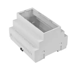 Kapsling f&ouml;r DIN-skena 6 modul med transparent f&ouml;nster @ electrokit