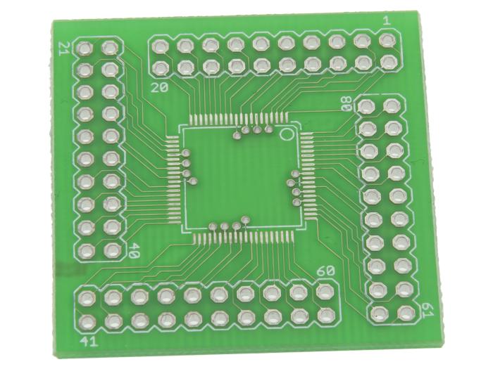 Adapterkort xQFP80 0.50mm @ electrokit (1 av 2)