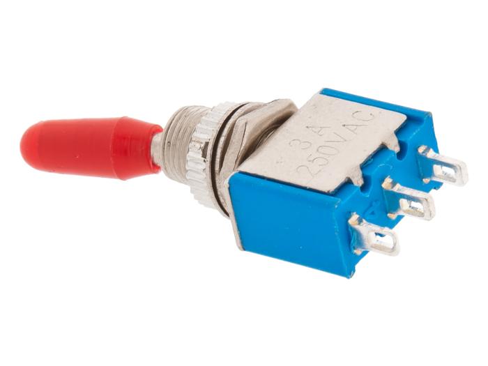 Vippomkopplare 1-pol ON-ON MTS-102 röd hätta @ electrokit (2 av 2)
