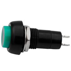 Push button ø12mm 1-p off-on green @ electrokit