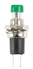 Push button 1-p off-(on) metal green solder lugs @ electrokit