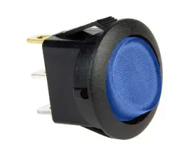 Vågomkopplare LED blå 12V 1-pol on-off rund @ electrokit