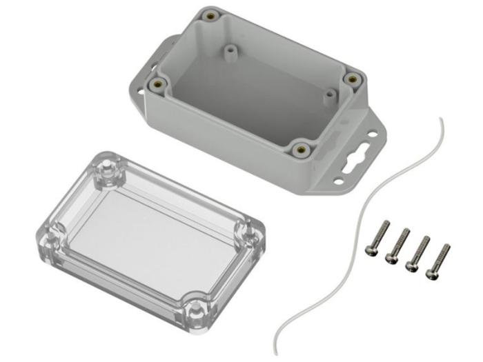 Enclosure 90x60x40mm IP65 with flange clear lid @ electrokit (2 of 2)