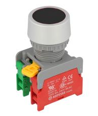 Tryckstr&ouml;mbrytare svart &oslash;22mm 1-pol NC + NO 230VAC / 3A IP65 @ electrokit
