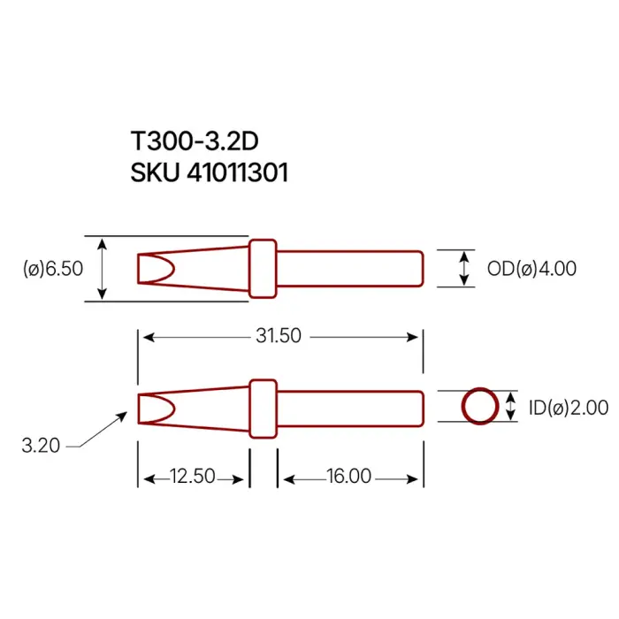 Soldering tip AT300-3.2D chisel 3.2 mm @ electrokit (2 of 2)