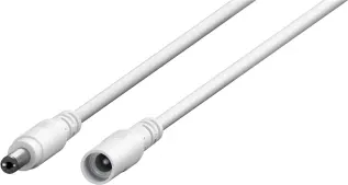 DC förlängningskabel 2.1/5.5mm 3m vit @ electrokit