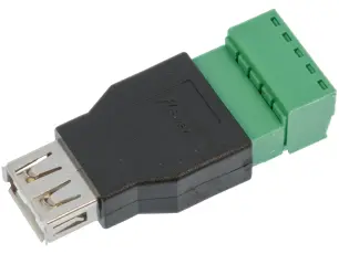 Adapter USB-A hona till skruvplint 5-pol @ electrokit