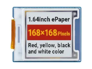 1.64" E-papper display 168x168px 4-färg monterad på kort SPI @ electrokit
