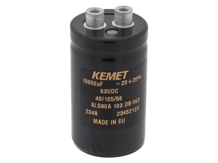 El.lyt 10000uF 63V 105C ø36x62mm skruvfäste @ electrokit (1 av 2)