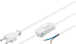 Sladdställ med brytare CEE7/16 till open end 1.5m vit @ electrokit