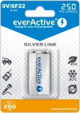 Laddbart 9V batteri 250mAh everActive @ electrokit