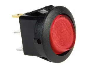 Vågomkopplare LED röd 12V 1-pol on-off rund @ electrokit