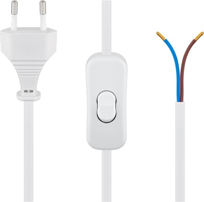 Sladdställ med brytare CEE7/16 till open end 1.5m vit @ electrokit (2 av 2)