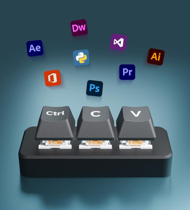 3-key mini keyboard RGB USB-C metal version @ electrokit (4 of 7)