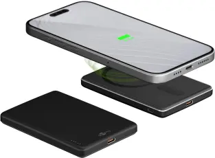 Power bank 5000 mAh USB-C PD magnetic wireless charging @ electrokit