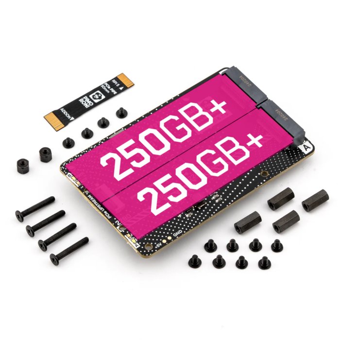 NVMe Base DUO för Raspberry Pi 5 + 2x 250GB SSD @ electrokit (1 av 4)