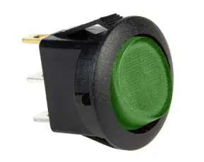 Vågomkopplare LED grön 12V 1-pol on-off rund @ electrokit