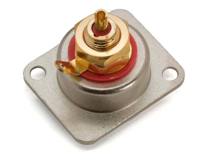 RCA hona röd chassi metall paneluttag @ electrokit (2 av 2)