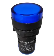 Signallampa LED 230VAC &oslash;22mm bl&aring; IP65 @ electrokit