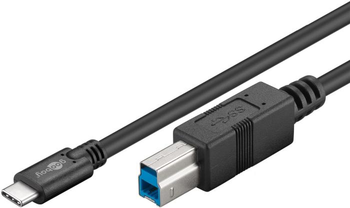 USB-C till USB-B 3.0 kabel svart 1.0m @ electrokit (2 av 2)