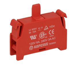 Kontaktblock NC (r&ouml;d) 230VAC/3A f&ouml;r Auspicious man&ouml;verdon @ electrokit