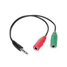 Headsetadapter 3.5mm 4-pin hane till 2x 3.5mm 3-pin hona @ electrokit