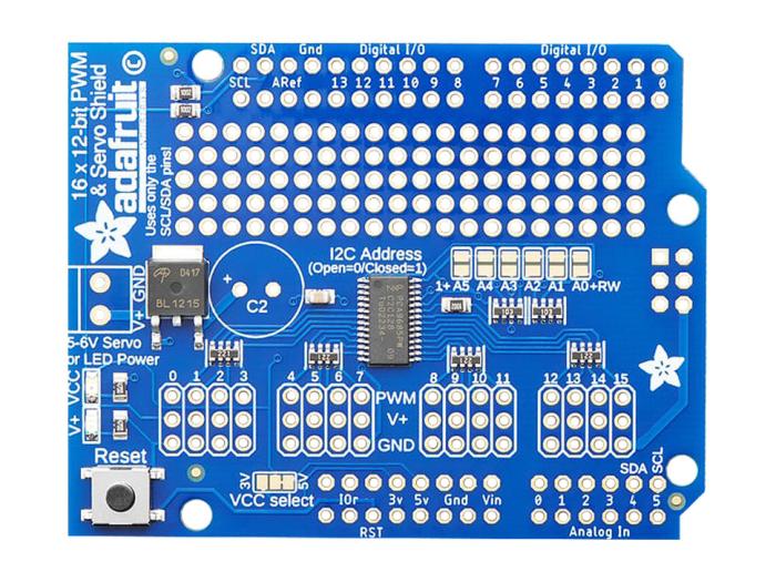 PWM servoshield 16 kanaler I2C för Arduino Uno R3/R4 @ electrokit (1 av 6)