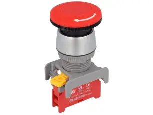 N&ouml;dstopp &oslash;22mm 1-pol NC 230VAC / 3A IP65 @ electrokit