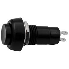 Push button ø12mm 1-p off-(on) black @ electrokit