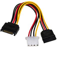 Adapterkabel 15-pin SATA power till 15-pin SATA power + MOLEX 4-pin @ electrokit
