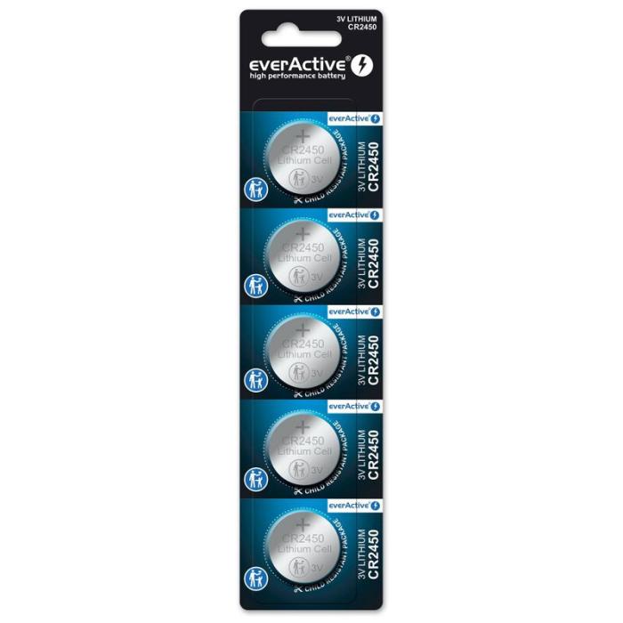 CR2450 litium batteri 3V everActive 5-pack @ electrokit (1 av 1)