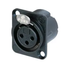 XLR 3-pin female chassis black @ electrokit