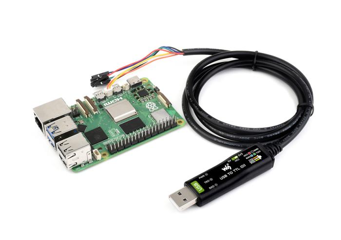 USB-A till UART FTDI-kabel (TTL) 3.3/5V 4-pin + Raspberry Pi 5 @ electrokit (4 av 7)