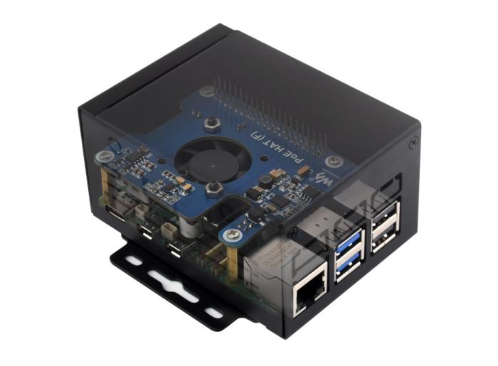 Rymlig inbyggnadslåda för Raspberry Pi 5 - svart metall @ electrokit (2 av 7)