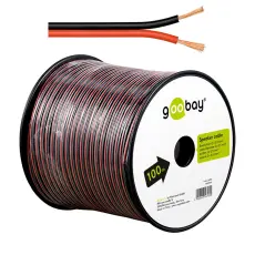 Kabel 2x0.35mm² Cu röd/svart 100m @ electrokit