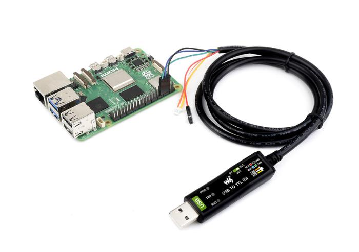 USB-A till UART FTDI-kabel (TTL) 3.3/5V 4-pin + Raspberry Pi 5 @ electrokit (5 av 7)