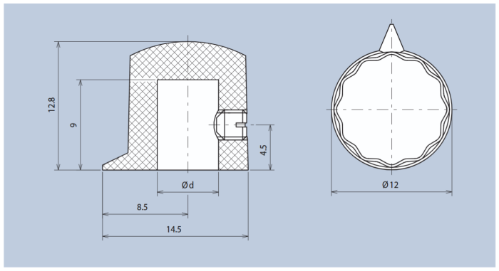 Ratt svart plast ø12x12.8mm med pil stoppskruv @ electrokit (3 av 3)
