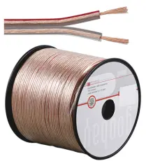Högtalarkabel 2x1.5mm² Cu transparent 100m @ electrokit