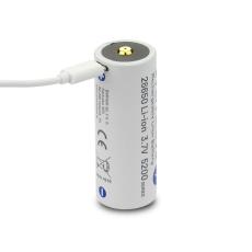 Batteri Li-Ion 26650 3.7V 5200mAh inbyggd USB-laddare @ electrokit