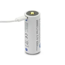 Batteri Li-Ion 26650 3.7V 5200mAh inbyggd USB-laddare @ electrokit