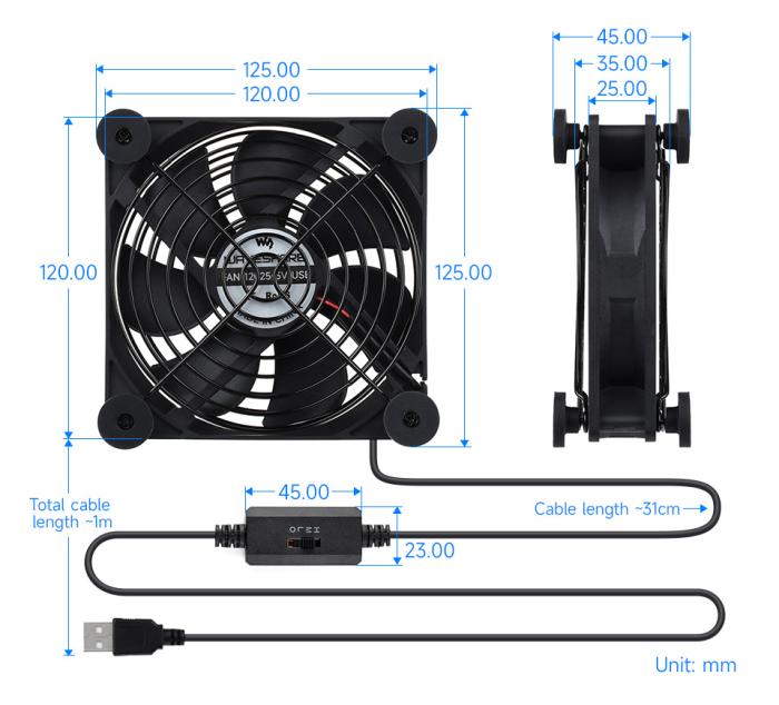 Universal USB-fläkt med PWM-kontroll ø120mm @ electrokit (8 av 9)