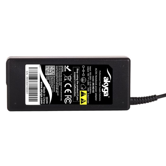Laptopladdare 19V 3.95A 75W 5.5x2.5mm + pin - AK-ND-02 @ electrokit (5 av 5)
