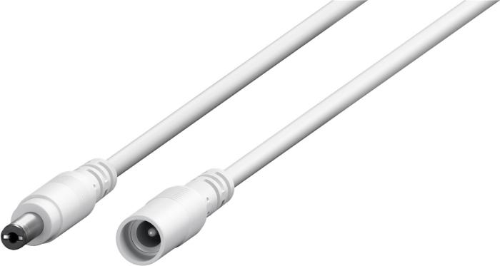 DC förlängningskabel 2.5/5.5mm 1.5m vit @ electrokit (1 av 1)